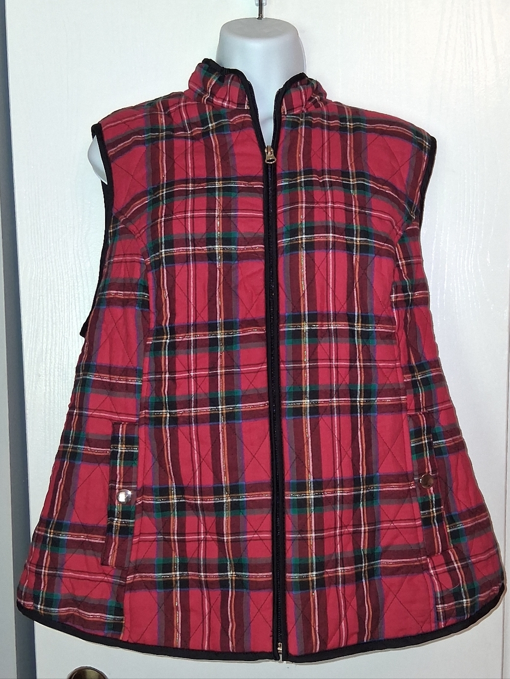 Croft & Barrow Quilted Plaid Vest, Sz XL
